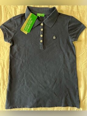 United Colors Of Benetton Navy Blue Girls Polo Top